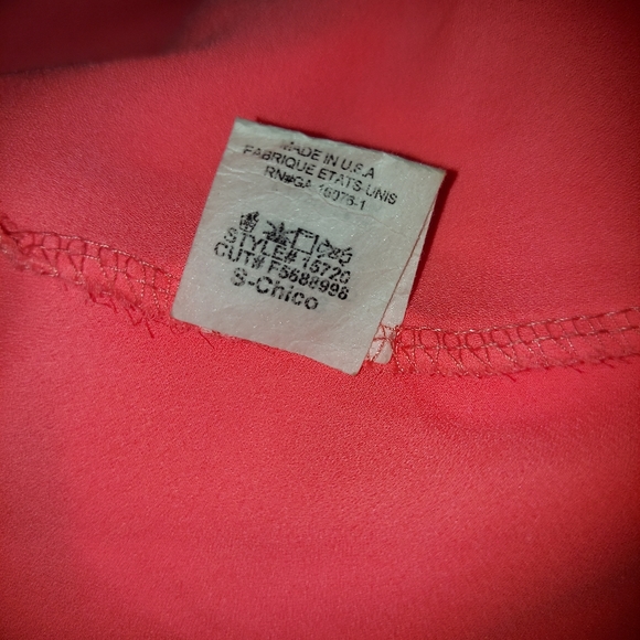 True Light Silky Double Layer Sleeveless Top Blouse Shirt Coral size S - Picture 5 of 6